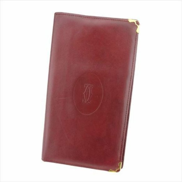 Cartier Wallet Purse Mastline Red Gold leather Woman unisex Authentic Used - Picture 1 of 9